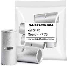 Non Insulated Butt Connectors Kit, 4pcs Tinned Copper Uninsulated Wire 2/0 AWG