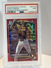 2025 Bowman Chrome Prospects Marco Dinges Red Shimmer First On Print 1/5 PSA 9 