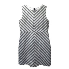 Milly Minis Girls Size 8 Grey White Chevron Stripe Sleeveless Shift Dress