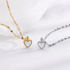 Heart Moonstone Pendant Chain Necklace Womens Jewellery Gift