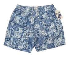 Trunks Beachwear Swim Trunks Blue w/ Gray Hawaiian floral Men's Size Large NWT