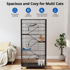 PawGiant 72" 6-Tier Large Cat Cage Playpen Indoor Outdoor Enclosure 3 Doors