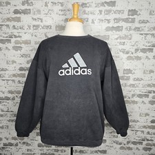 Adidas Sweatshirt Mens Large Y2K Vintage Made In USA Gray Cotton Blend Spellout