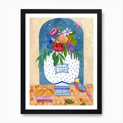 Stillleben Frida Viva La Vida mit gerahmtem Wandbild Poster Leinwanddruck Bild