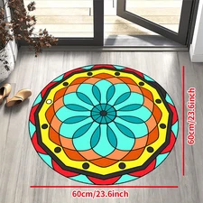 100cm*100cm1pc Vibrant Floral Round Area Mat - Non-Slip, Machine Washable Polyes