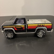 Vintage Buddy L 257 Pickup Truck Pressed Steel Black Red Stripe 7  Toy USA