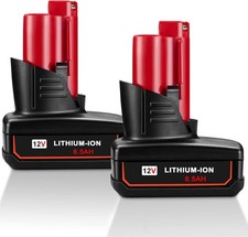 2 Pack 6500mAh Replacement Battery for Milwaukee M-12 Battery