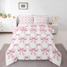 Pink Bow Twin Comforter Set for Girls - Cute Pink Bows Bedding Sets for Kids ...