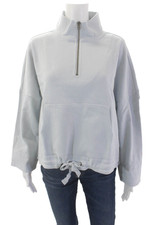 The Upside Womens Cotton Half Zip Long Sleeve Pullover Sweater Blue Size XS