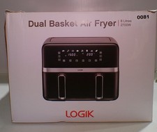 LOGIK L80AFB24 Dual Air Fryer Black Silver 8L Large Kitchen Appliance Home 0081