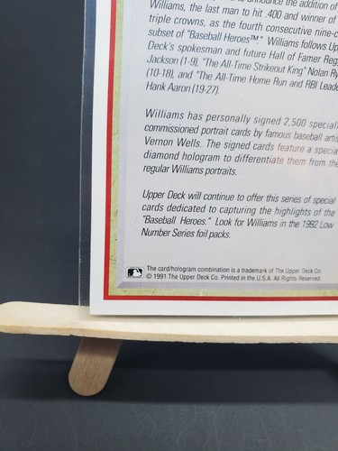 Upper Deck 1992 - Testato Ted Williams Eroi del Baseball - Foto 9 di 11