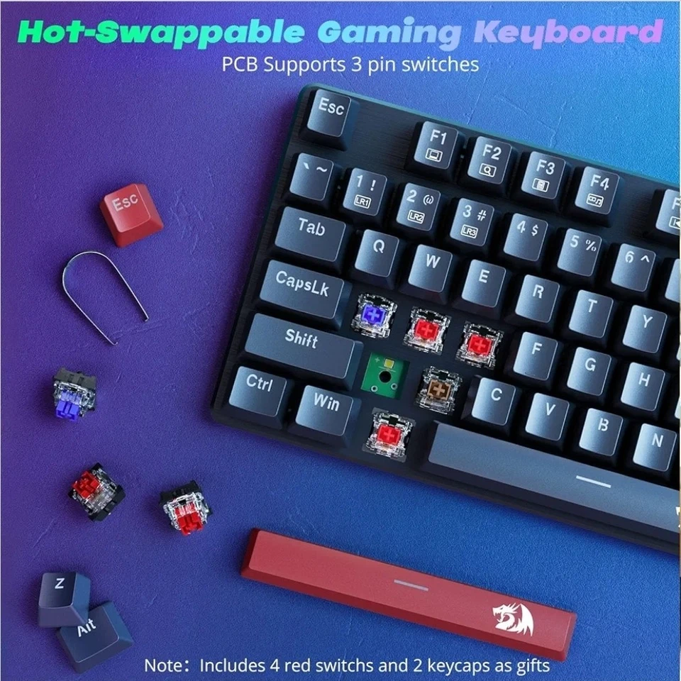 Redragon Sindri Keyboard RGB Lights Red Keys Open Box - Image 2 of 4