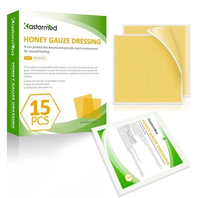 Manuka Honey Wound Care, Honey Gauze Dressing 2'' x 2'' - Pack of 15, 100% Medi...