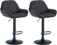 2Er Set Barhocker Braga Samt Schwarz Schwarz