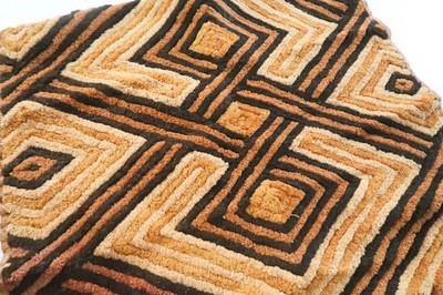 NEW Vintage African Kuba Shoowa Cloth Raffia Textile Panel 24x23 Kasai Velvet 11
