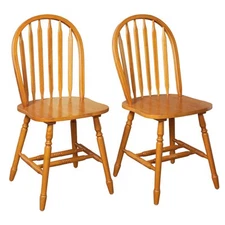 Set of 2 Carolina Windsor Wood Dining Chair Oak - Buylateral