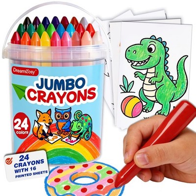 Triangle Crayons for Toddlers 1-3, 24 Colors Fat Washable Crayons