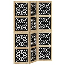 Room Divider Panel Privacy Screen Brown & Black Solid Wood Paulownia vidaXL