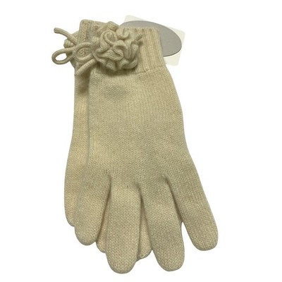 Portolano Womens Cream Cashmere Gloves Flower Detail Luxurious Soft Delicate