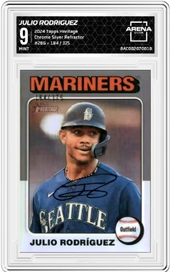 2024 Topps Heritage Julio Rodriguez #286 Chrome Silver Refractor 184/375 AC 9