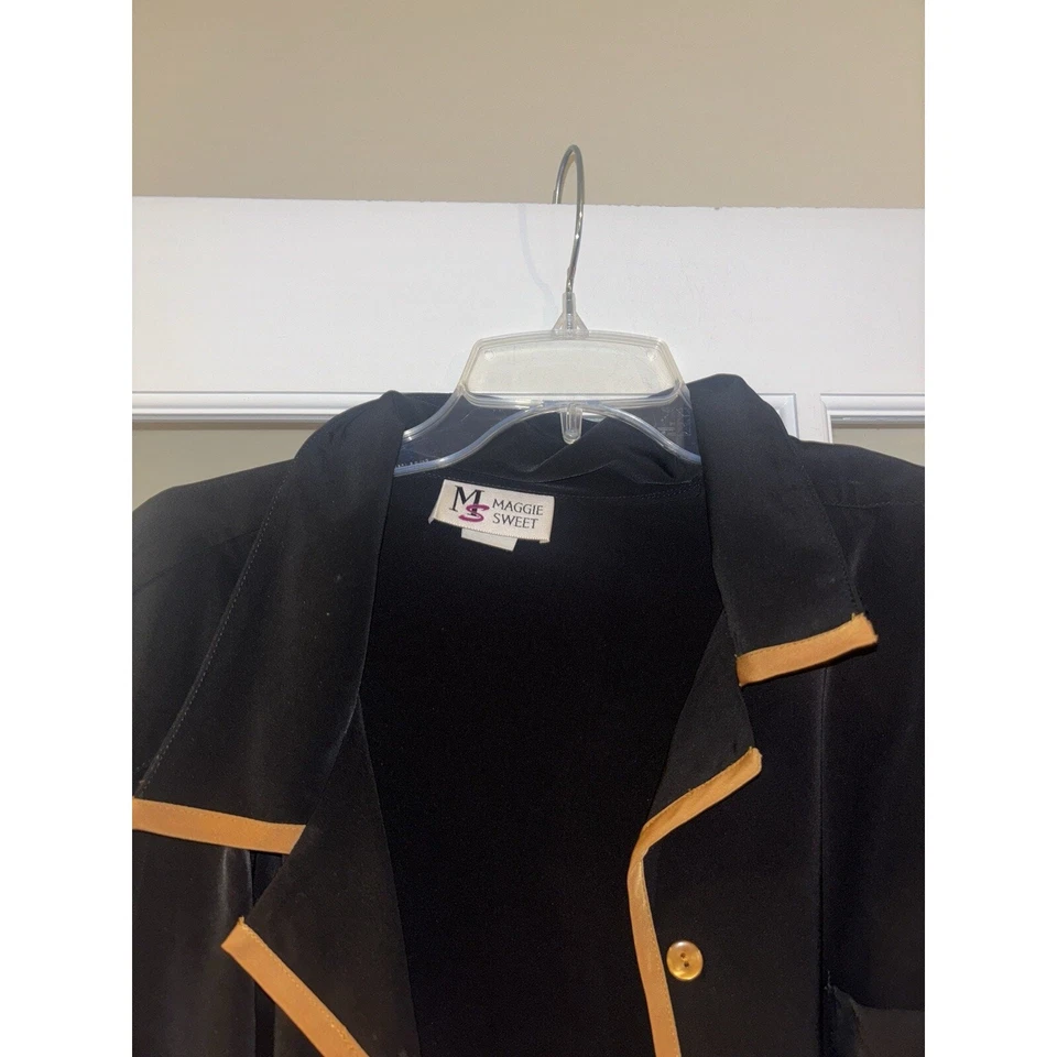 Blusa Maggie Sweet Mujer Negra/Marrón Botón Abajo Manga Larga 2XL HECHA EN EE. UU. DE COLECCIÓN Foto 3 de 4