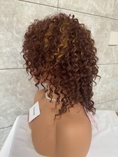 Afro Kinky CurlyAuburn Mix Brown Synthetic Hair Wig Women Soft Natural Daily Use