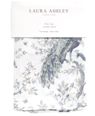 Laura Ashley Peacock 2 Window Curtain Panels 38x96 Belvedere