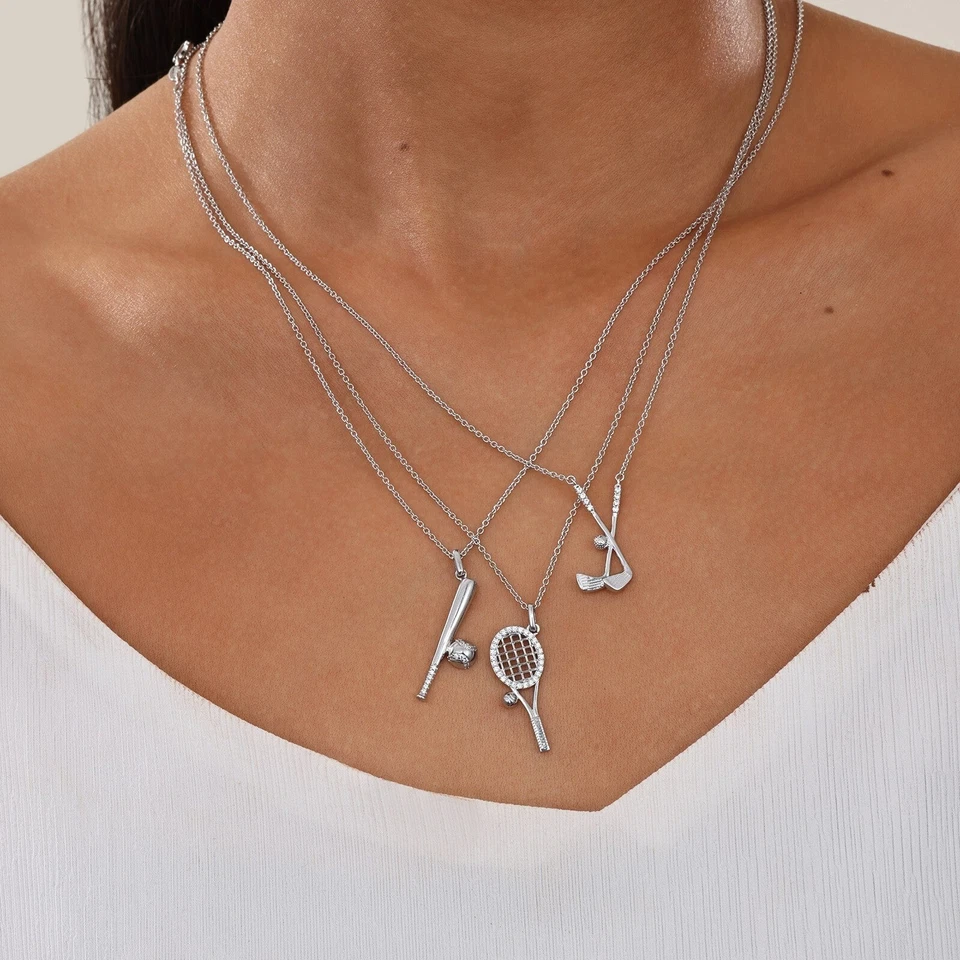 TOTALMENTE NUEVO Collar Colgante Lafonn Platinado Béisbol y Bate N2020CLP20 Foto 3 de 3