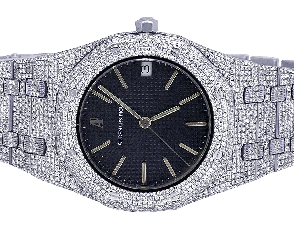 Audemars Piguet — Ladies Audemars Piguet Royal Oak 35MM S.Steel Black Dial Diamond Watch 12.5 Ct