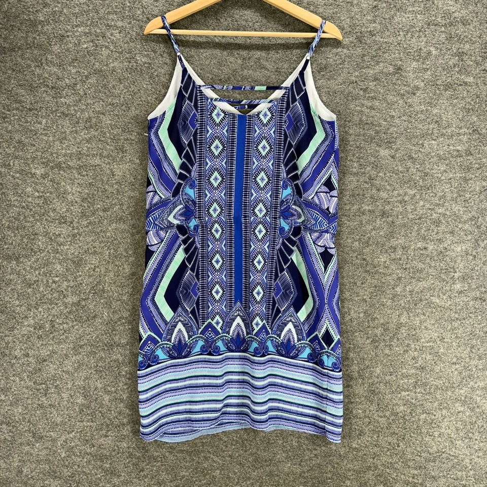 Vestido Mercer & Madison Mujer 6 Azul Cambio Geométrico Corto Cuello en V Forrado Informal Foto 2 de 4