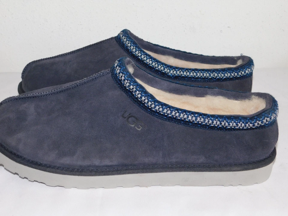 全新无标签 男式 尺码 18 真正海军 UGG TASMAN 经典麂皮绒 SHEEPSKIN 滑鞋 5950 — 第 2/4 张图片