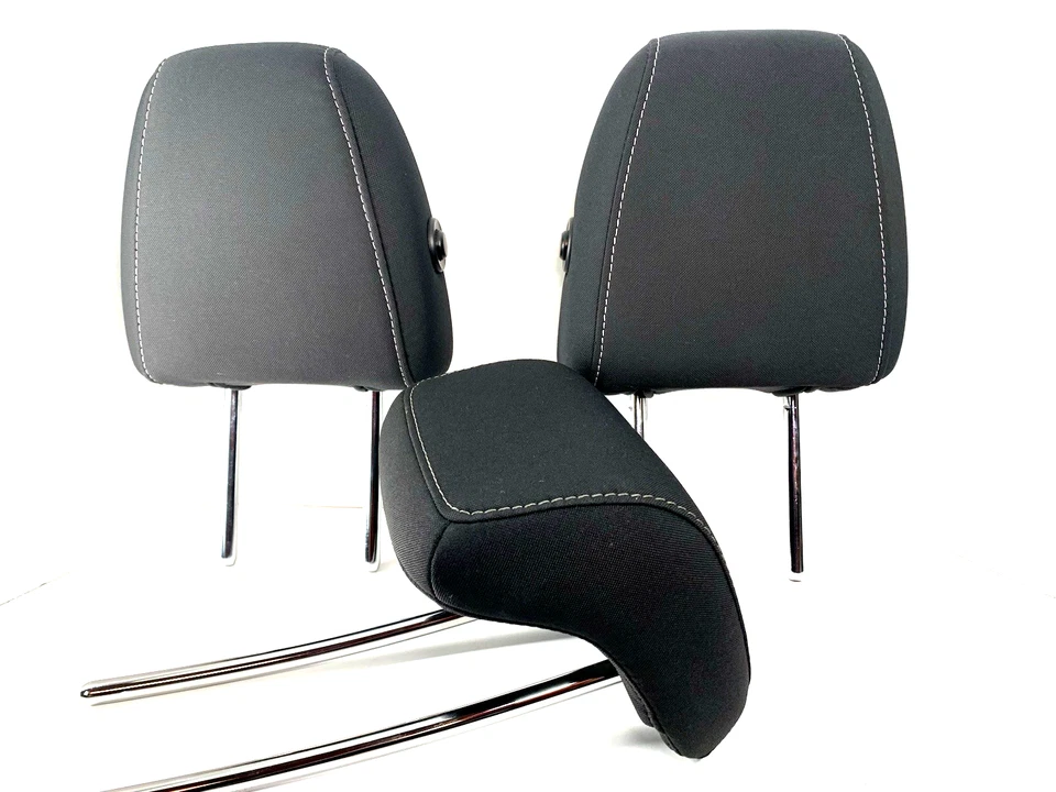 ☑️ Juego de 3 reposacabezas traseros Ford Escape 2013-2019 tela negra con costuras blancas OEM Foto 2 de 4