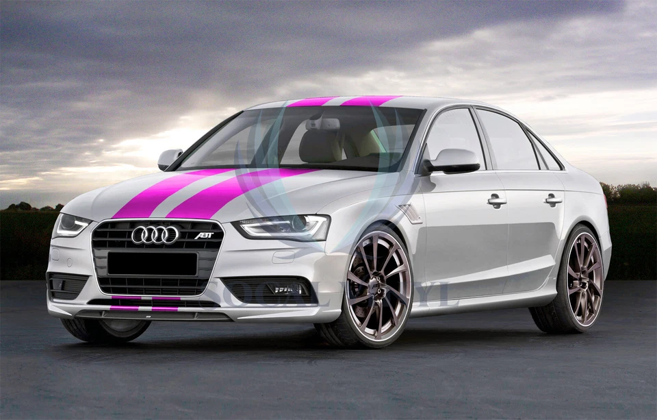 Envoltura de vinilo color brillante rayas carreras para Audi A4 pegatina a rayas 25 ft/50 ft Foto 3 de 4