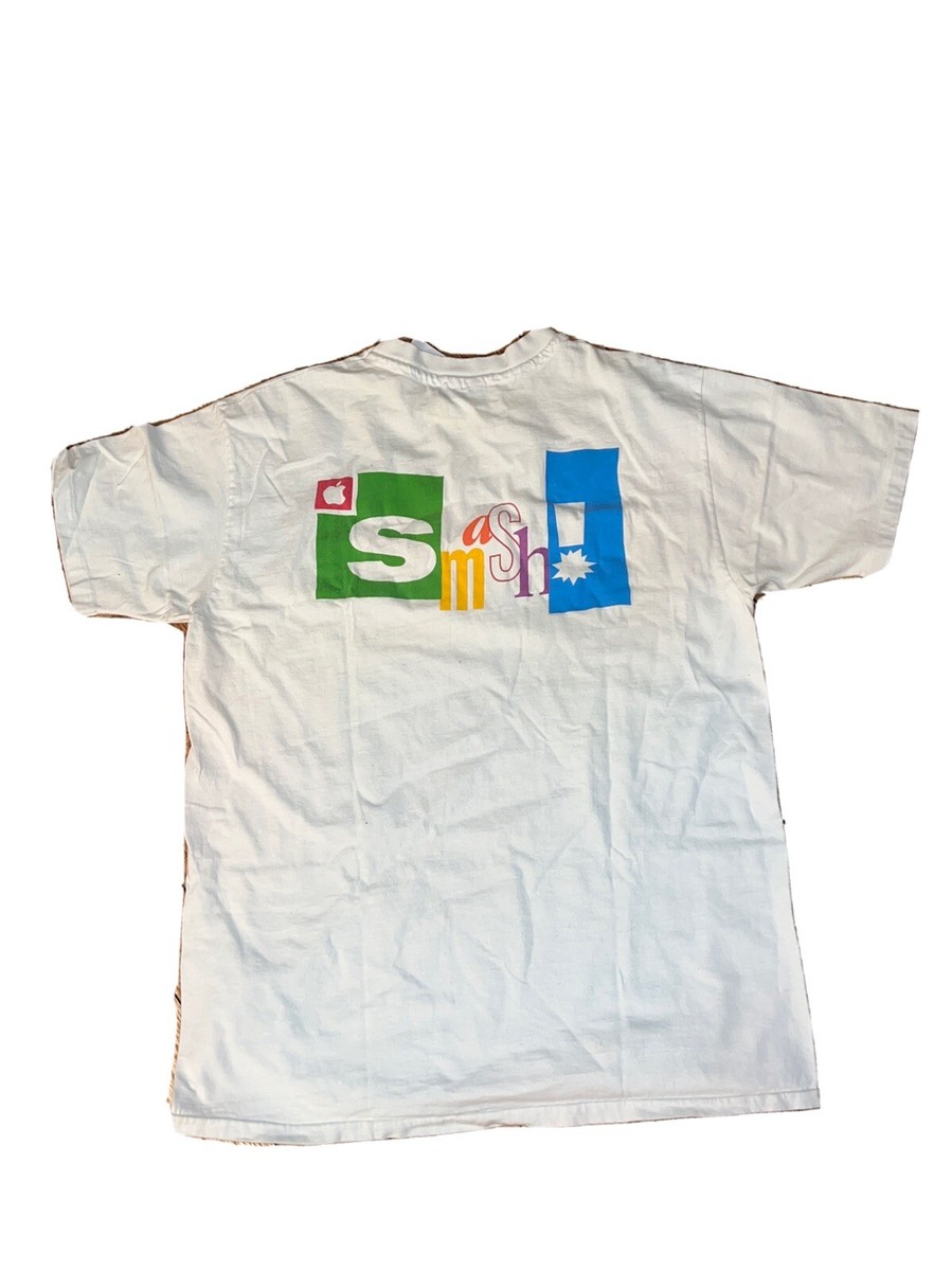 Vintage 90s Apple Smash T Shirt Single Stitch Mac Computer Promo 