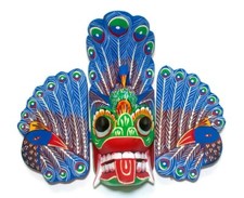 Amazing Handmade Wood Wall Hanging Sri Lankan Peacock Mask 8" Harmony for Home