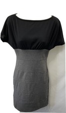 Mon Ami Junior’s Knit Sheath Dress M Black Gray Short Sleeves Made In USA