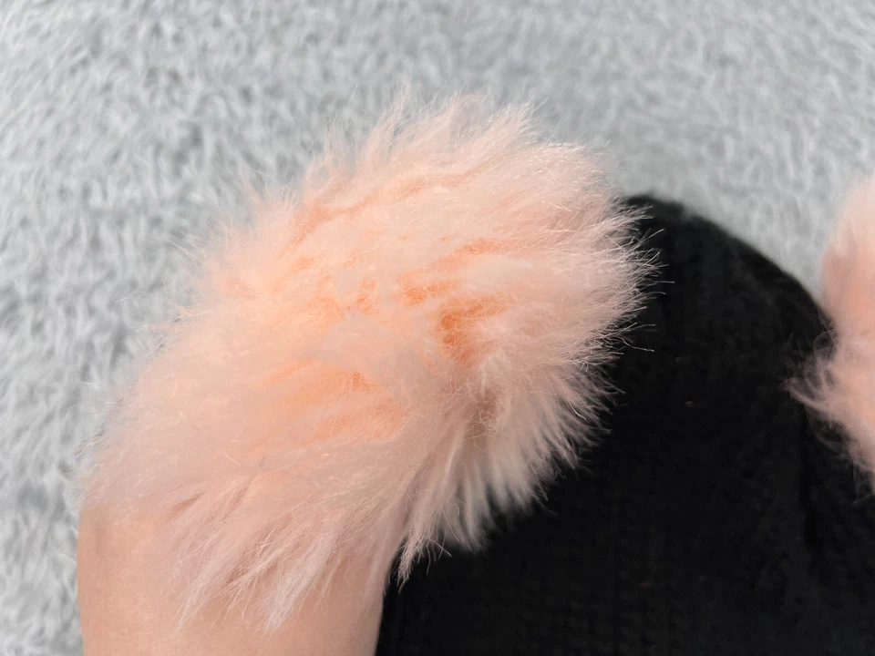 Love Beanie Toque Youth Extra Grande Preto Rosa Malha Acrílico Poli Forrado Poms de Esqui - Imagem 4 de 4