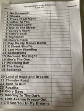 Bruce Springsteen Authentic Stage Set List G2U