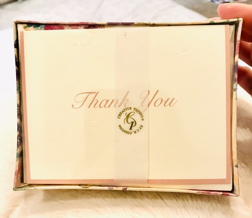 Vtg Sealed Set 18 Note Cards Creative Papers C.R. Gibson THANK YOU Les Fleur - Picture 2 of 6