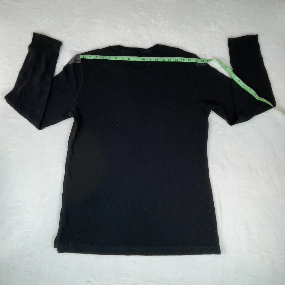 Banana Republic Shirt Mens Large Black Solid Knit Casual Long Sleeve Henley Neck - Image 4 of 4