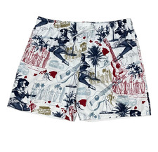 Breakwater Men  s White Red Blue Hawaiian Hula Design Swim Trunks Deck Shorts XXL