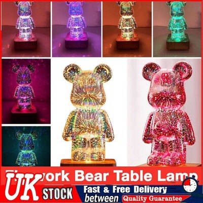 3D Bear Firework Light 8 Color Lights Table Lamp Dimming As Valentines Day Gifts