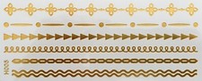 Once Temporary Flash Tattoo Classic Gold 6 Pieces Bracelet Necklace Foot New H5