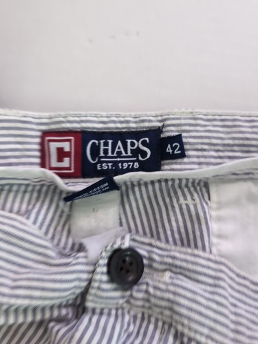 Chaps Blue Striped Chino Shorts Men's Size 42 Flat Front ,White Sports - Picture 6 of 8