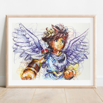 Pit Ballpoint Pen Print, Kid Icarus Art Poster