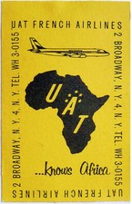 UAT French Airlines Africa 1949-60 label MINT un-used vintage ephmera Sticker   