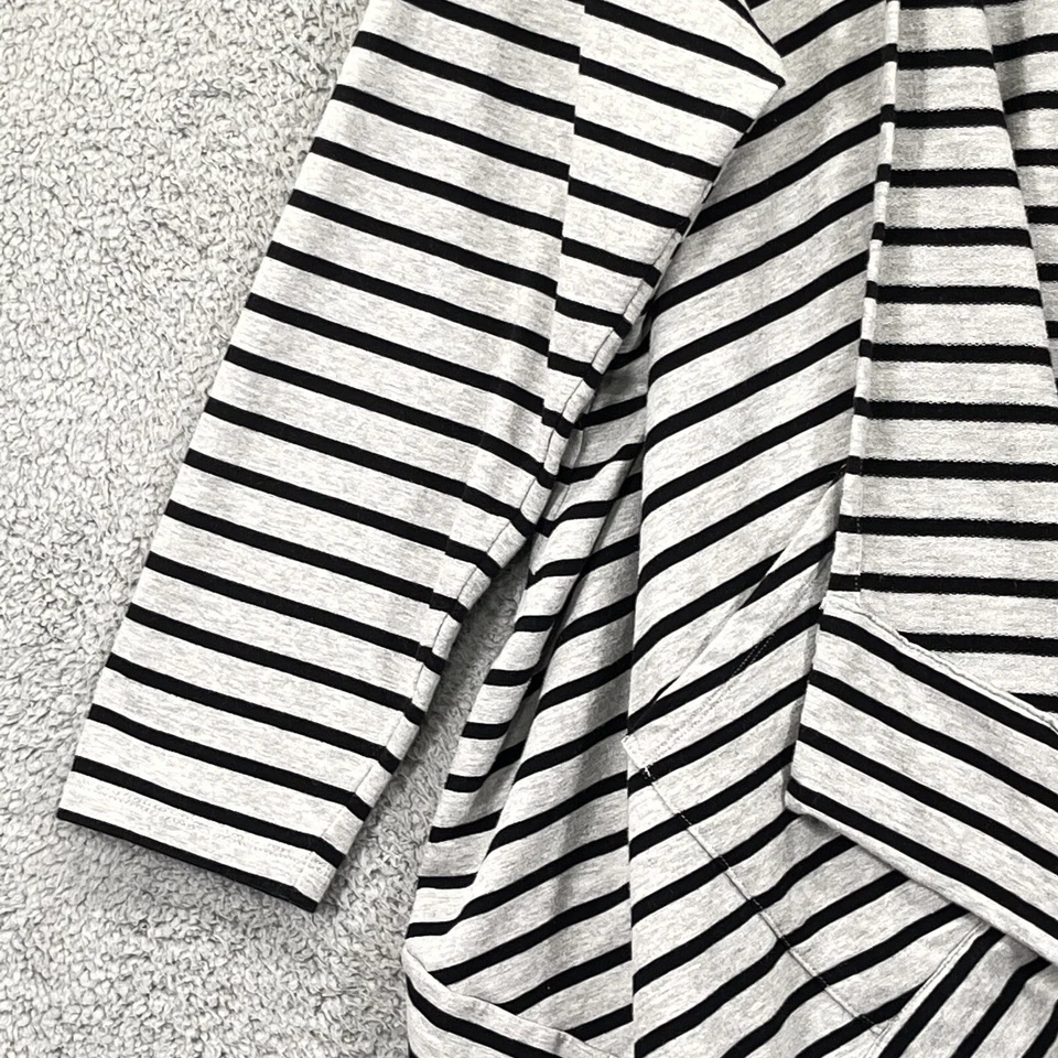 Denim & Co. Active Open Front Cardigan Women 2X Striped French Terry Drape Front - Image 3 of 4