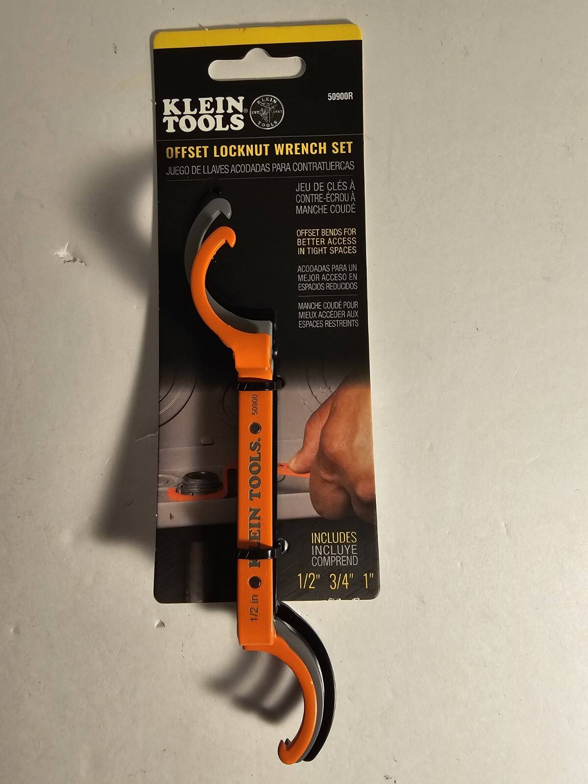 Klein Tools 50900R Conduit Lockout Wrench Set Tighten and Loosen Locknuts 3Piece