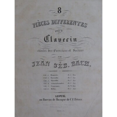 BACH J. S. Gavotte 1 Und 2 Cembalo Ca1858