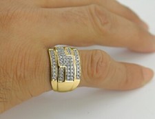 2.33 Ct Round Cut Lab-Created Diamond Men's Cluster Ring 14K Yellow Gold Plated